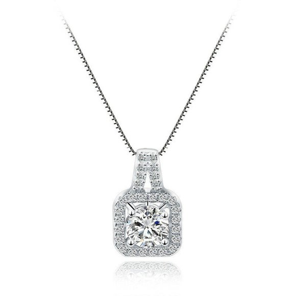 Jewelry - 925 Silver Micropave Square Cubic Zircon Pendant